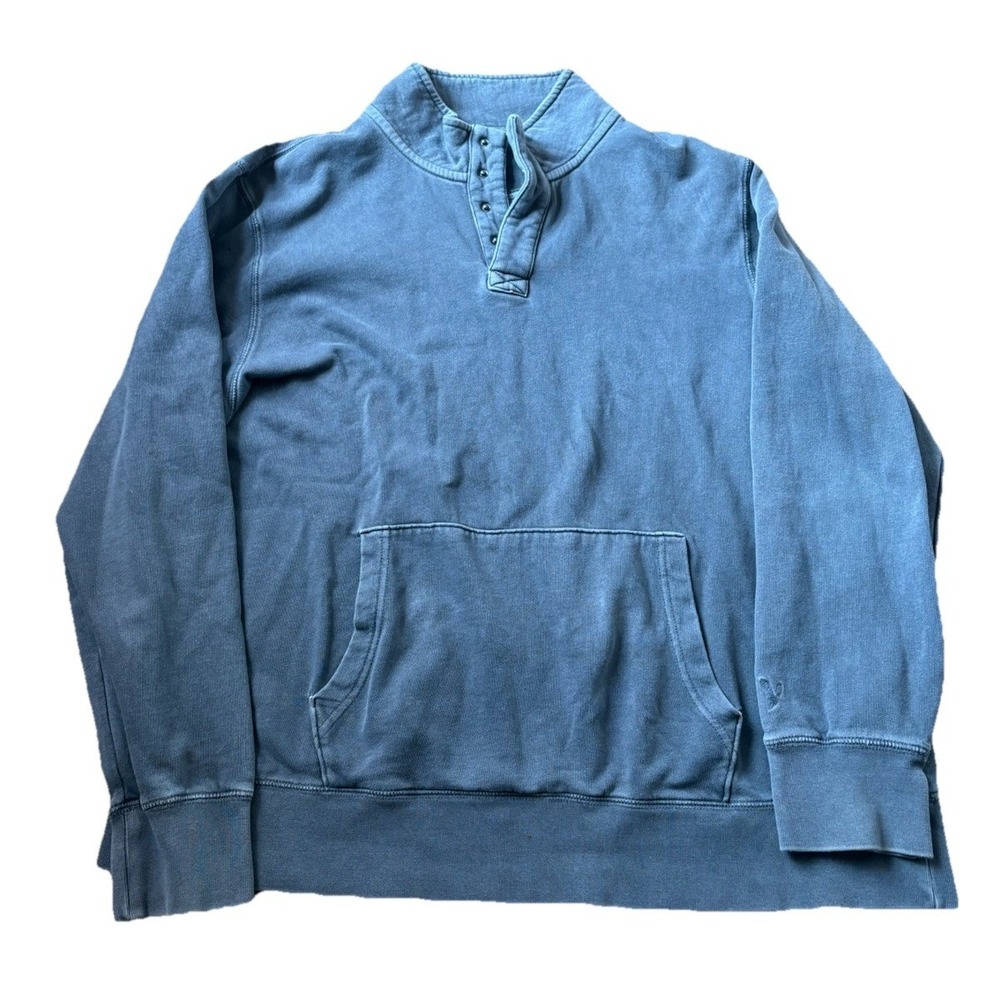American Eagle Men's Henley Sweatshirt Blue Size XXL Crewneck Pullover Pocket